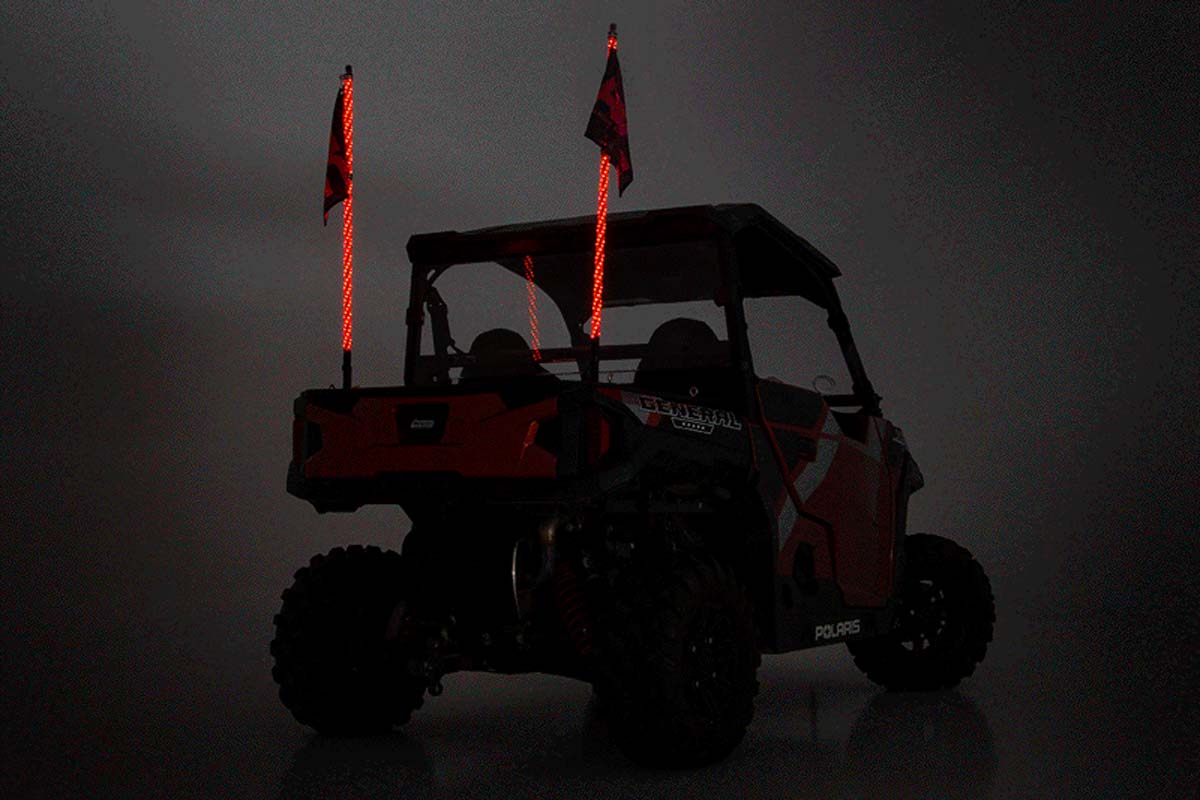 Rough Country | Light Whips | Polaris LED Whip Light Bed Mount Kit w/ LED Whip Lights 17-20 General/14-20 Ranger Rough Country | 93053