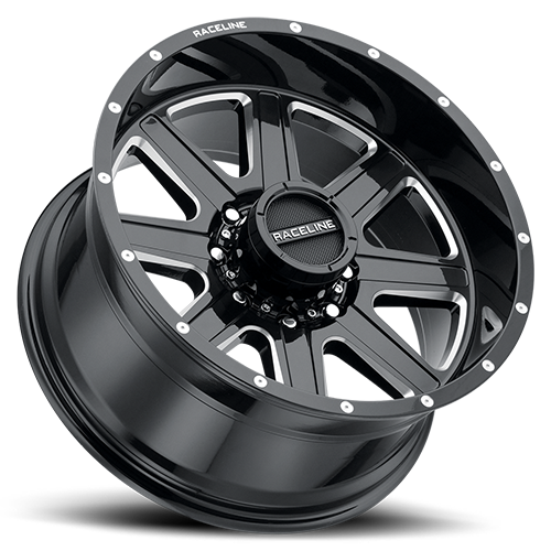 RACELINE | Aluminum Wheels | Aluminum Wheels 20x9 Hostage 940M Milled Gloss Black 12 Offset 8 on 165.1 Bolt Pattern 125.2 Bore Raceline | 940M-29080+12