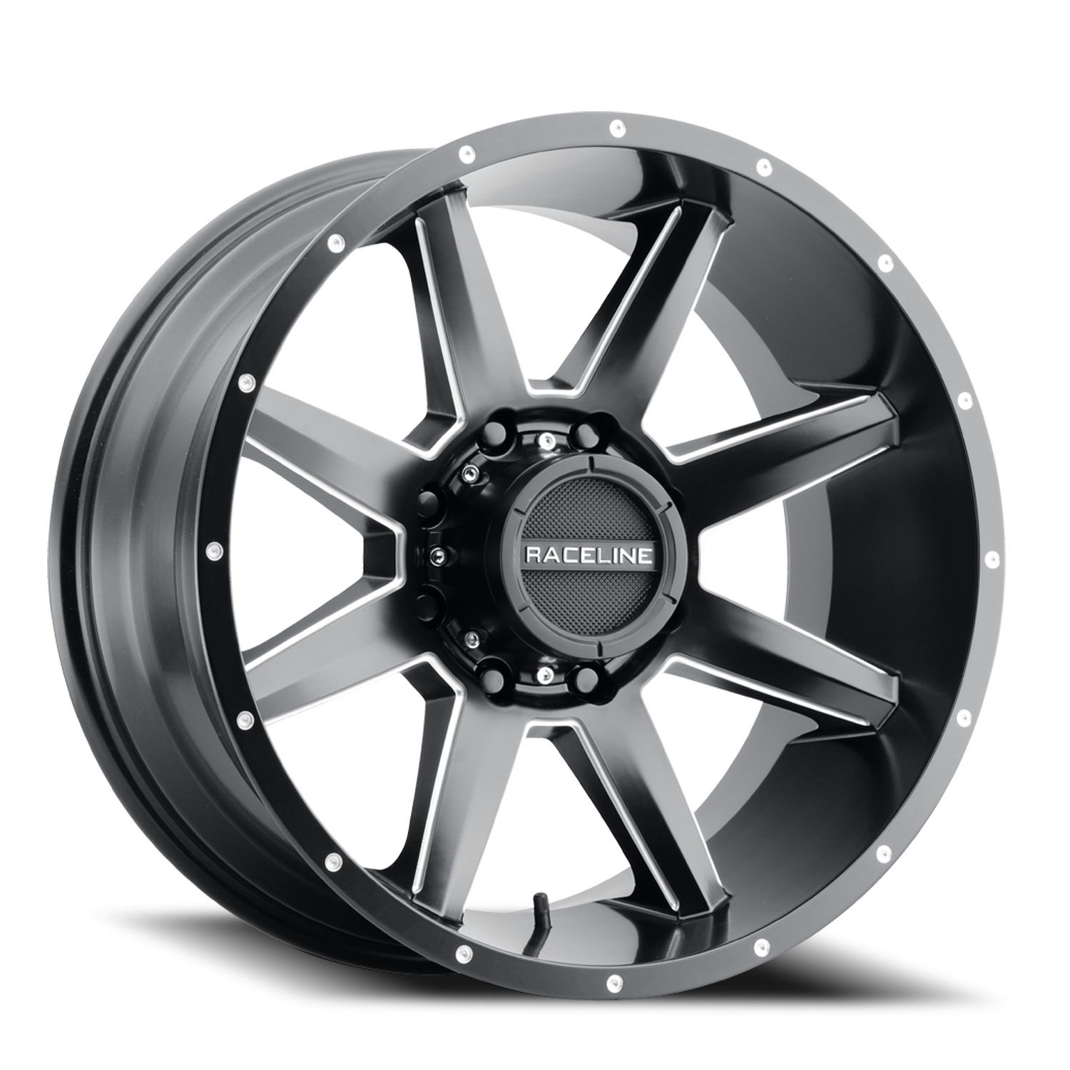 RACELINE | Aluminum Wheels | Aluminum Wheels 22x12 Stryker 954M Milled-Dimples Satin Black -44 Offset 5 on 127 Bolt Pattern 78.1 Bore Raceline | 954M-221250-44