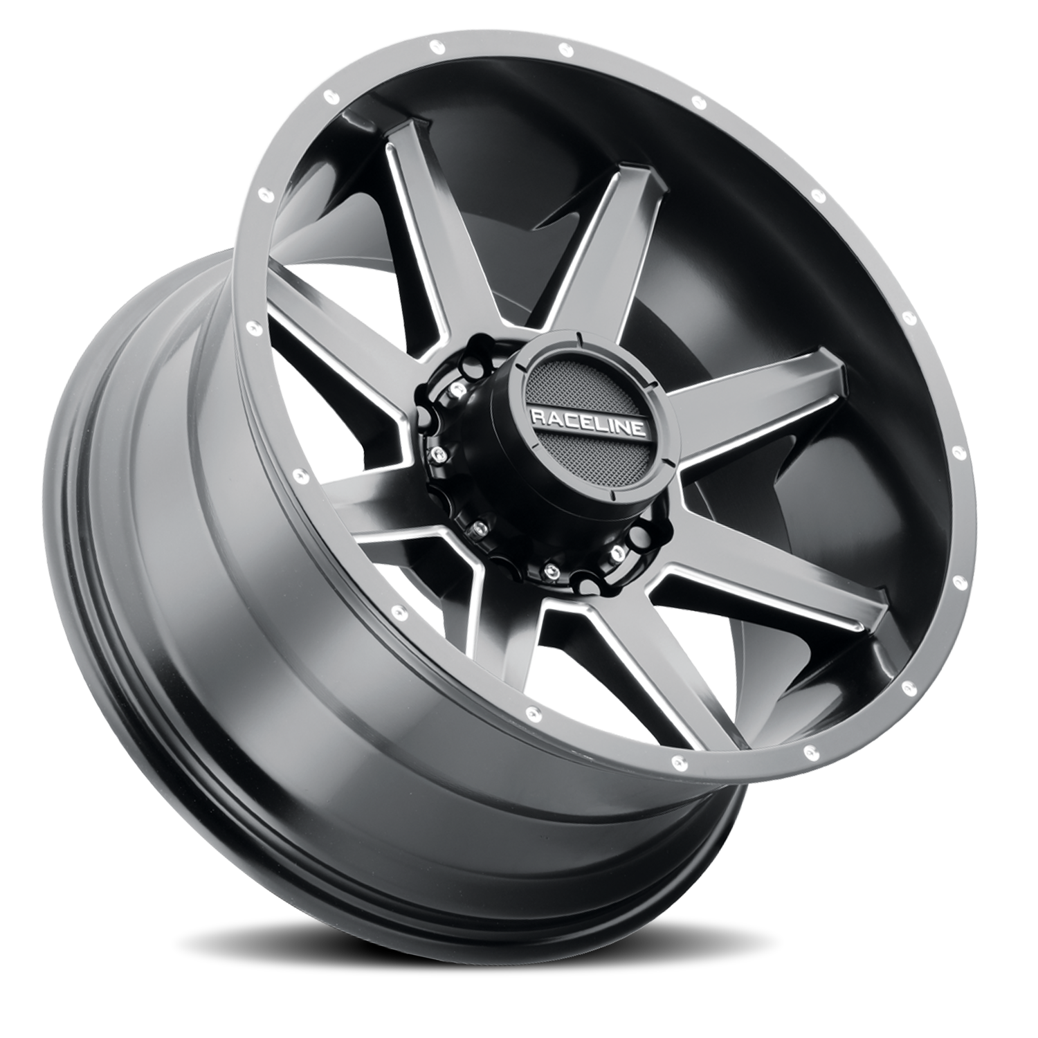 RACELINE | Aluminum Wheels | Aluminum Wheels 22x12 Stryker 954M Milled-Dimples Satin Black -44 Offset 8 on 165.1 Bolt Pattern 125.2 Bore Raceline | 954M-221280-44