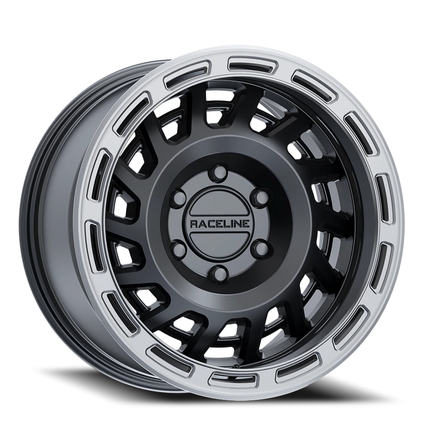 RACELINE | Aluminum Wheels | Aluminum Wheels 18x9 Halo 957BS Satin Black Silver Ring -12 Offset 8 on 170 Bolt Pattern 130.81 Bore Raceline | 957BS-89081-12
