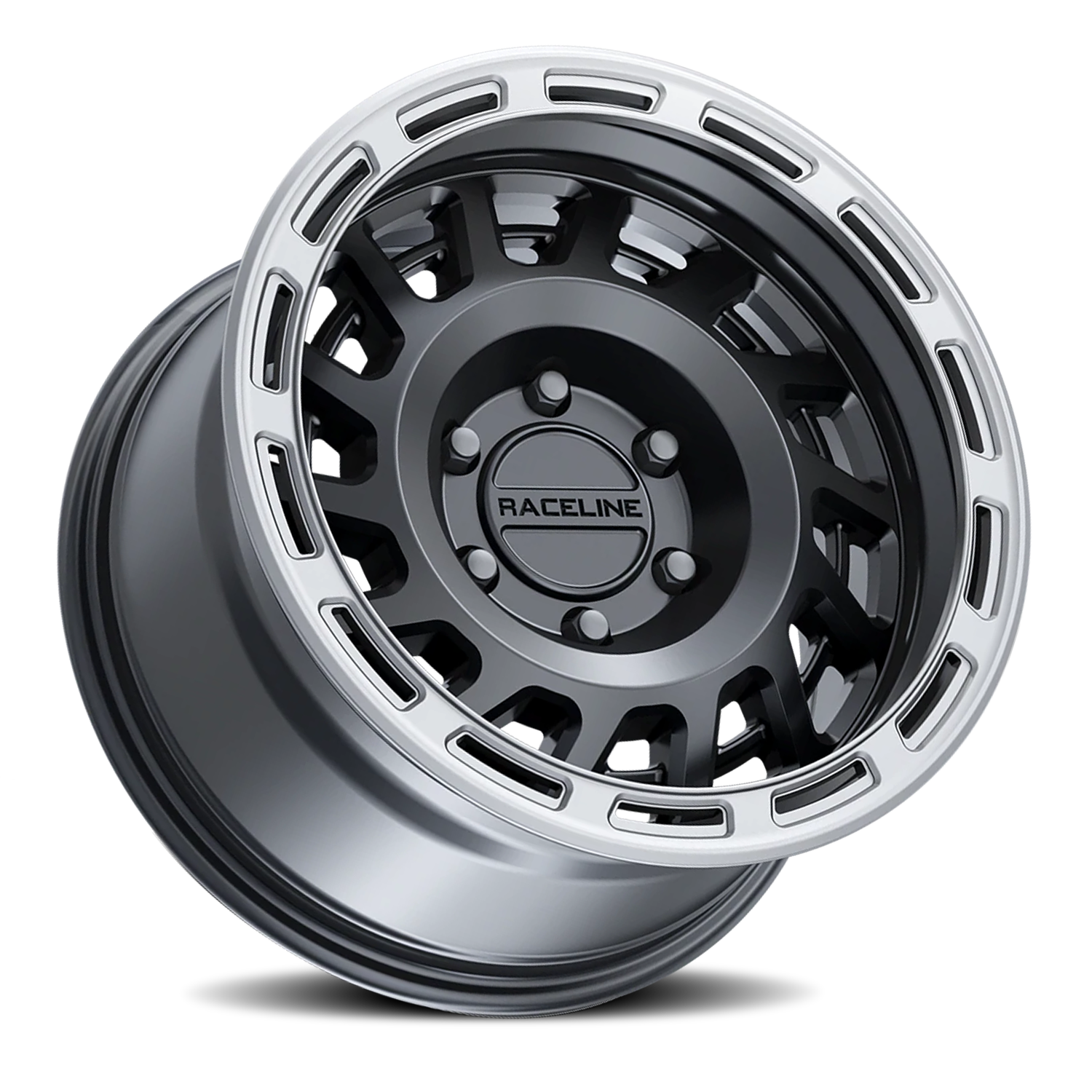 RACELINE | Aluminum Wheels | Aluminum Wheels 18x9 Halo 957BS Satin Black Silver Ring -12 Offset 8 on 170 Bolt Pattern 130.81 Bore Raceline | 957BS-89081-12