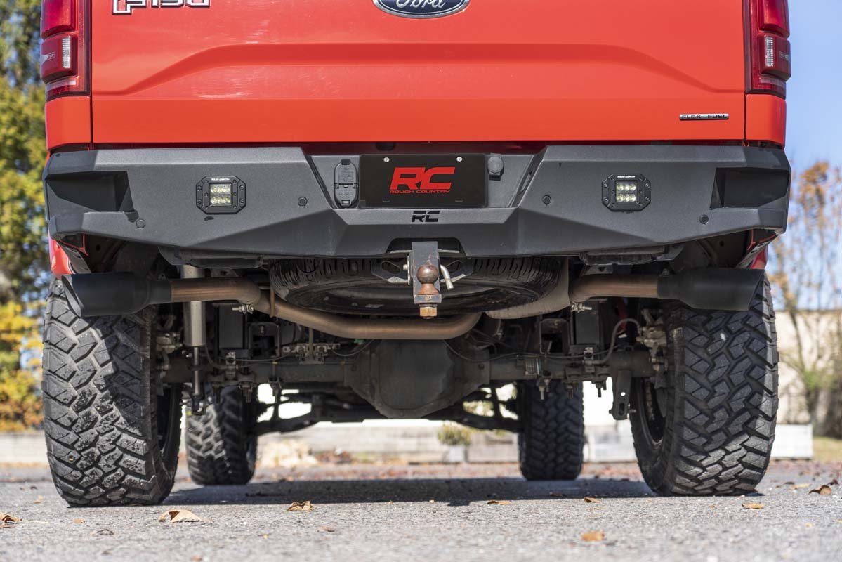 Rough Country | Cat Back Exhaust | Dual Cat-Back Exhaust System w/Black Tips 15-20 F-150 Rough Country | 96006