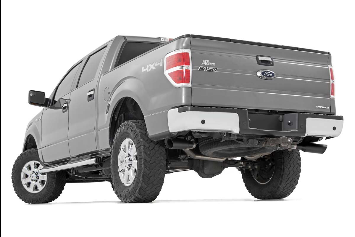 Rough Country | Cat Back Exhaust | Dual Cat-Back Exhaust System w/Black Tips 09-14 F-150 V8-4.6L, 5.0L, 5.4L Rough Country | 96010
