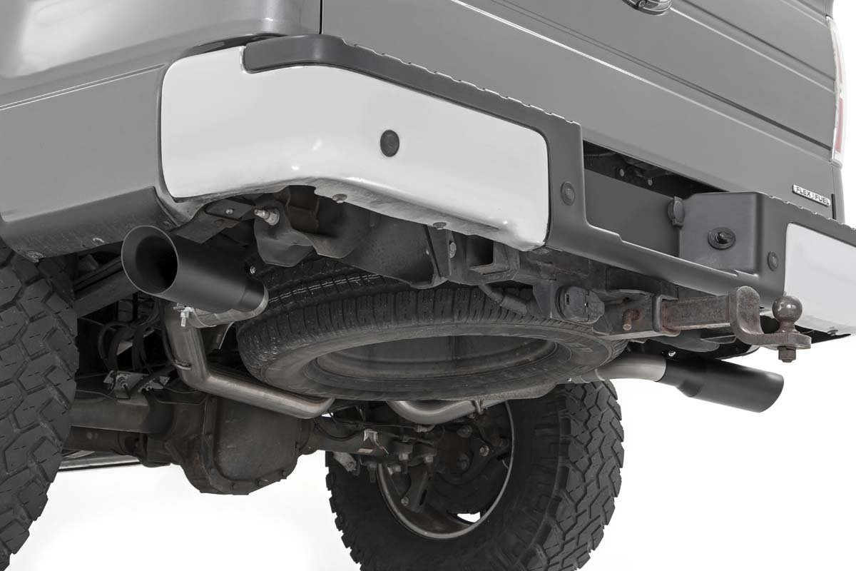 Rough Country | Cat Back Exhaust | Dual Cat-Back Exhaust System w/Black Tips 09-14 F-150 V8-4.6L, 5.0L, 5.4L Rough Country | 96010
