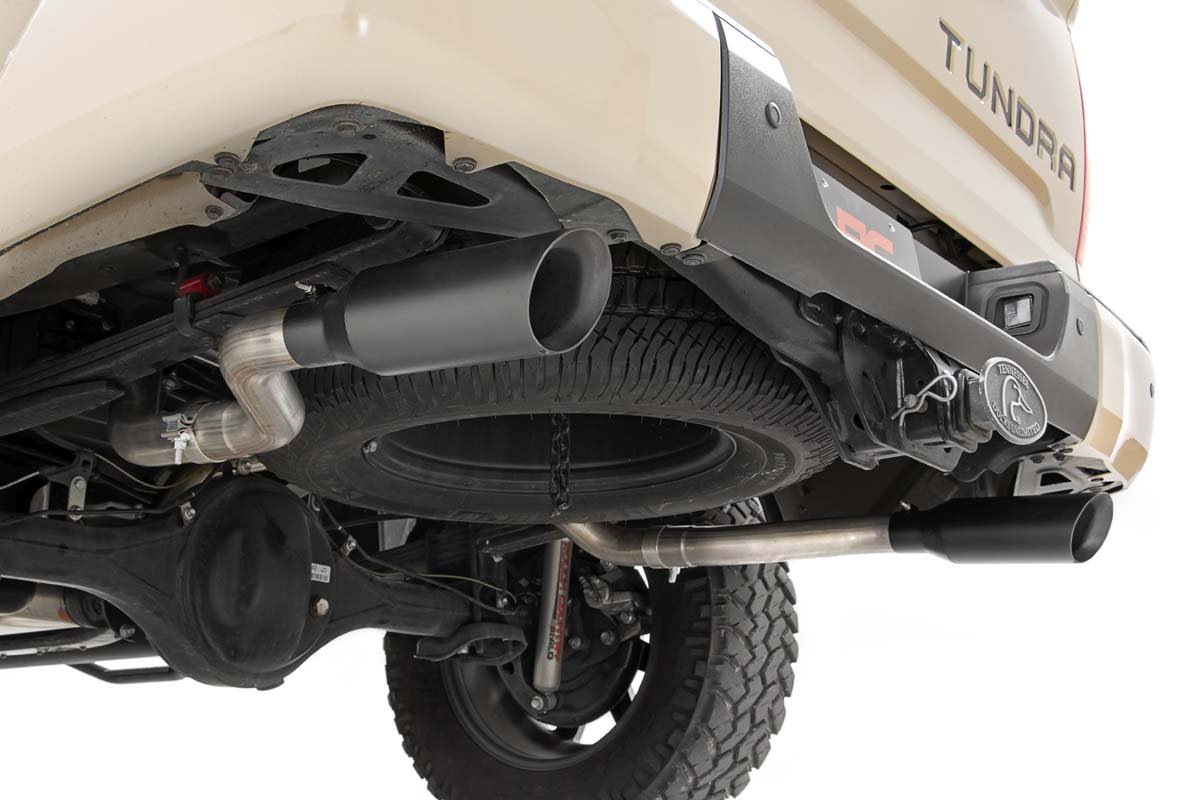 Rough Country | Cat Back Exhaust | Dual Cat-Back Exhaust System w/Black Tips 09-20 Toyota Tundra V8-4.6L, 5.7L Rough Country | 96012