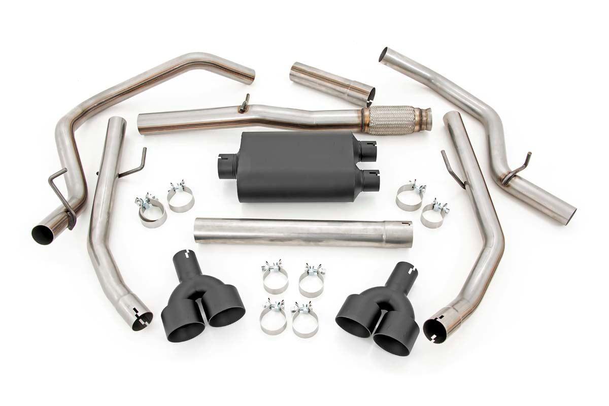 Rough Country | Exhaust | Dual Cat-Back Exhaust System w/ Black Tips 19-21 Chevy/GMC 1500 6.2L Rough Country | 96014