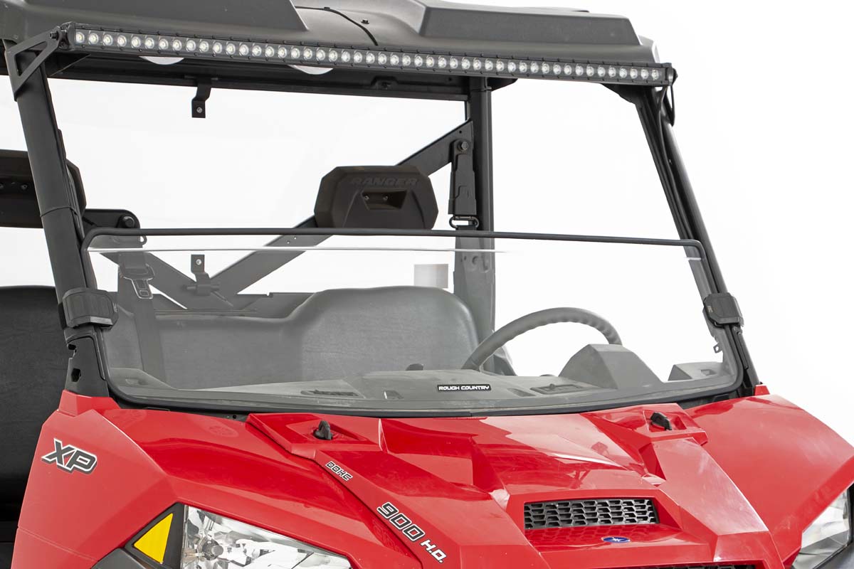 Rough Country | Windshield|Body & Frame|Exterior Parts & Car Care | Polaris Scratch Resistant Half Windshield 13-20 Ranger 900/900XP/1000/1000XP Rough Country | 98132011