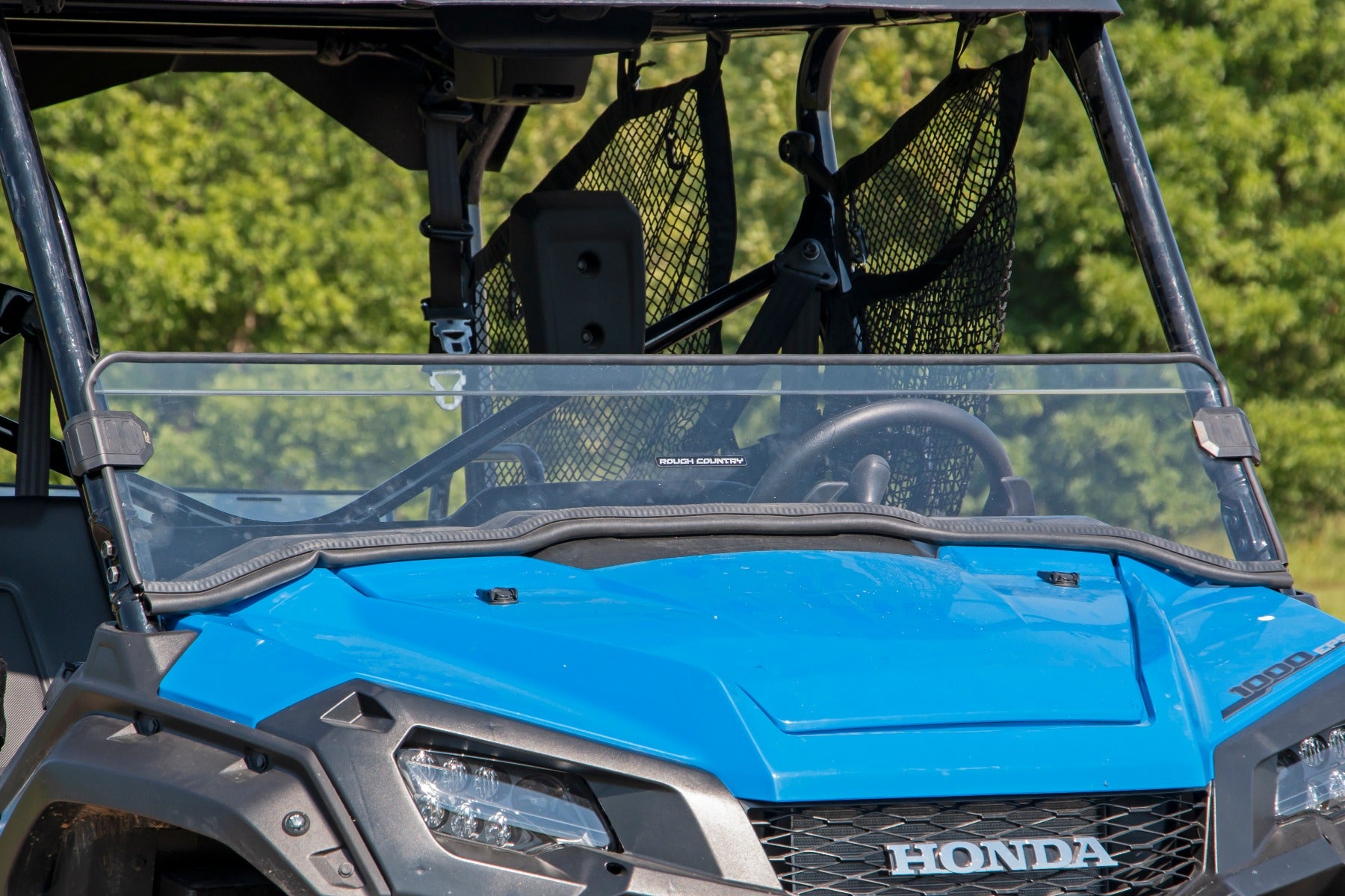 Rough Country | Windshield|Body & Frame|Exterior Parts & Car Care | Honda Scratch Resistant Half Windshield (16-20 Pioneer 1000) Rough Country | 98162021
