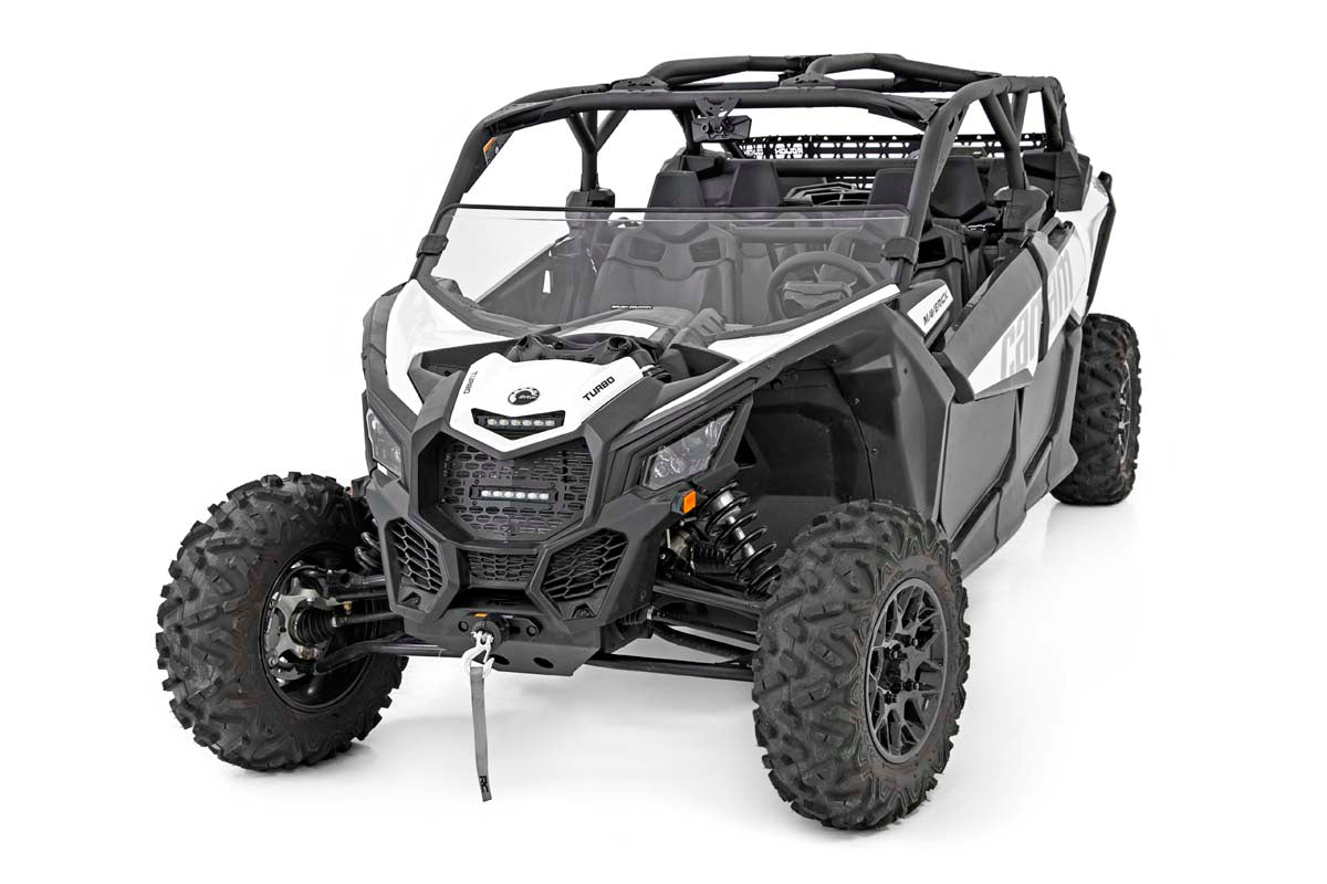 Rough Country | Windshield|Body & Frame|Exterior Parts & Car Care | Can-Am Scratch Resistant Half Windshield 17-20 Maverick X3 Rough Country | 98172031