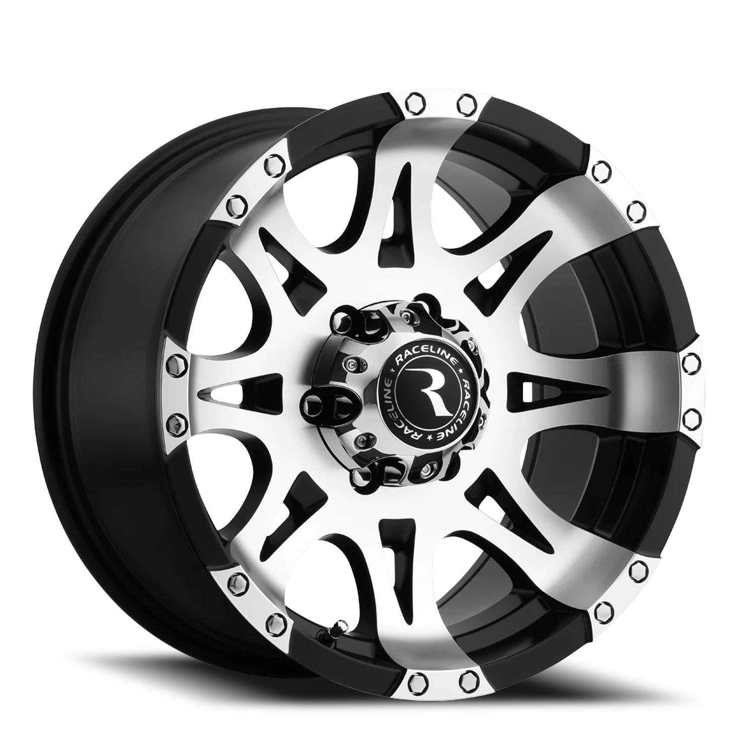 RACELINE | Aluminum Wheels | Aluminum Wheels 18x9 Raptor 982 Machined Face Black 20 Offset 8 on 165.1 Bolt Pattern 125 Bore Raceline | 982-89080+20
