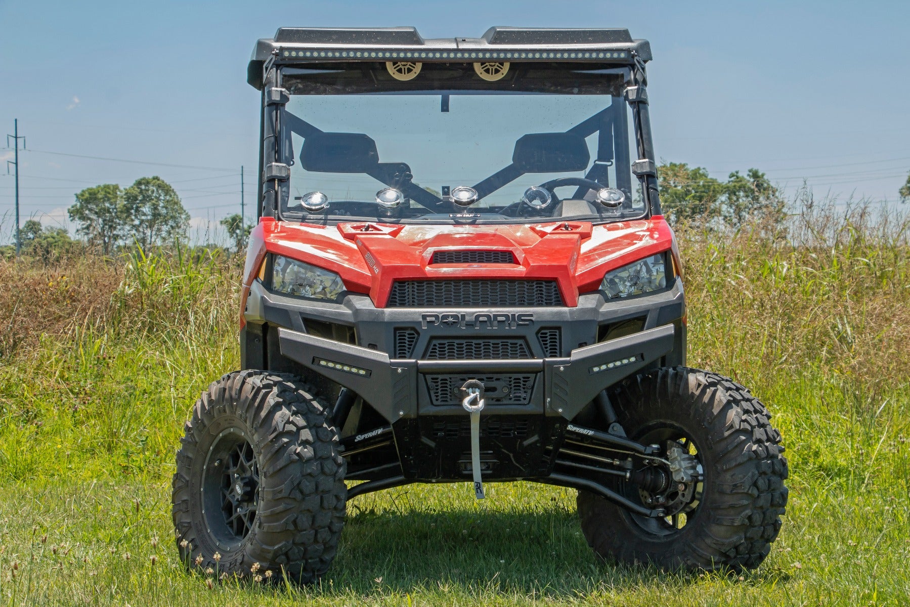 Rough Country | Windshield | Polaris Scratch Resistant Full Vented Windshield For 16-18 Ranger 1000XP and 13-20 Ranger 900XP Rough Country | 98232010