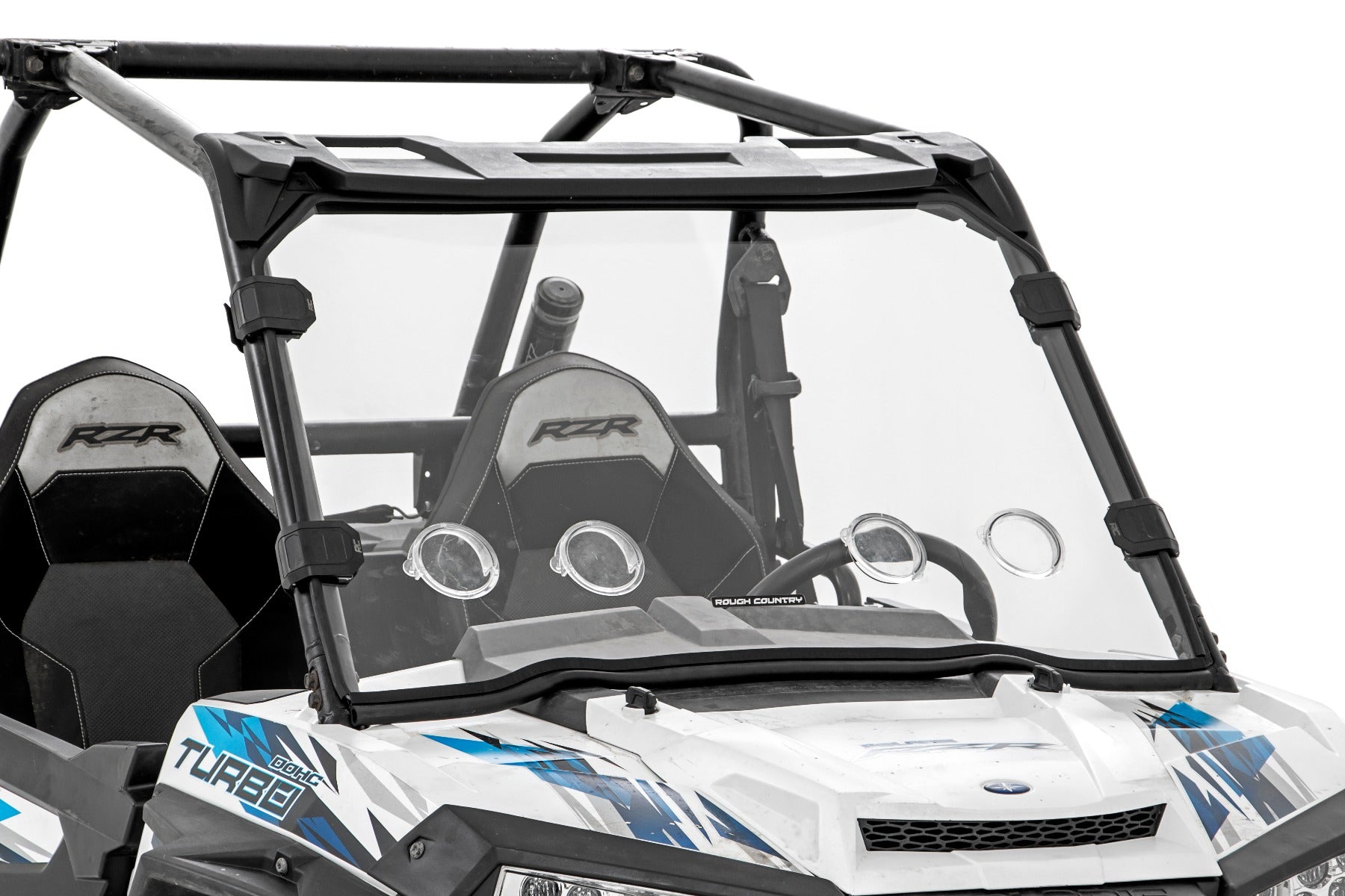 Rough Country | Windshield | Polaris Scratch Resistant Vented Full Windshield with Factory Plastic Visor 16-18 Polaris RZR 900/1000XP Turbo Rough Country | 98282010