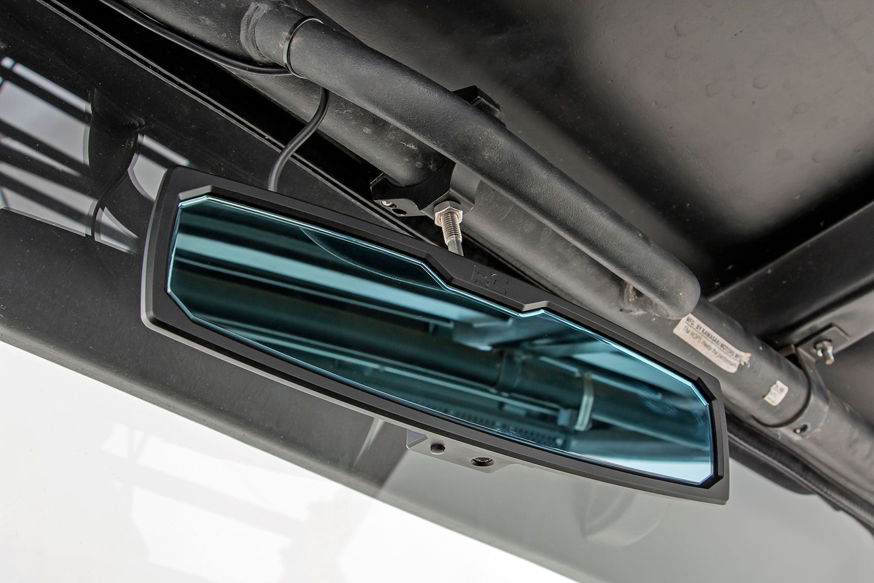 Rough Country | Rear View Mirror | UTV Aluminum Rear View with Mirror Dome Light 1.75-2 Inch Mount Rough Country | 99007A