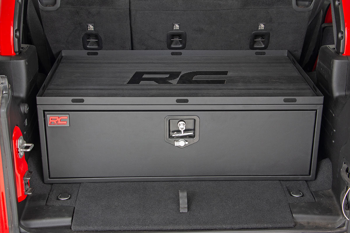 Rough Country | Underseat Storage | Jeep Metal Storage Box w/Slide Out Lockable Drawer 18-21 Jeep Wrangler JL Rough Country | 99030
