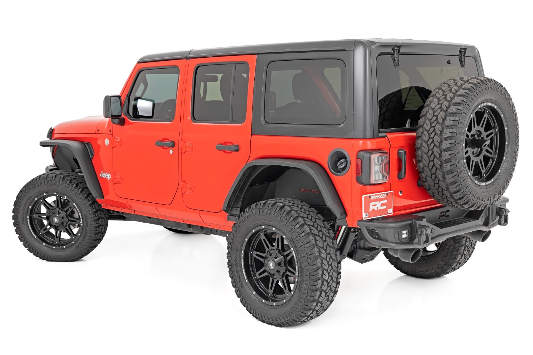 Rough Country | Fender Flares | High Clearance LED Flat Fender Flare Kit UV Treated Jeep Wrangler JL (18-23) Rough Country | 99036