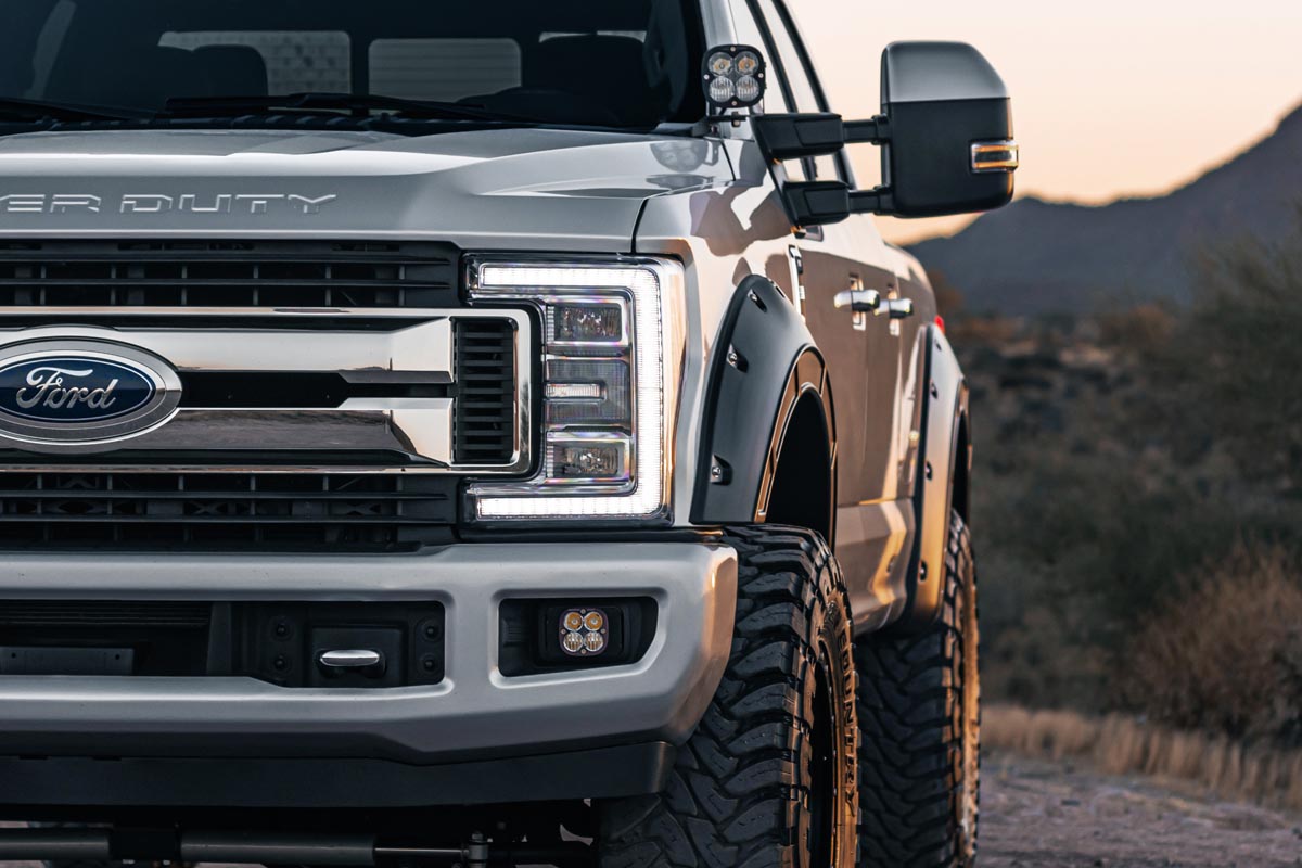 Rough Country | Fender Flares | Defender Pocket Fender Flares Ingot Silver Metallic Ford Super Duty (17-22) Rough Country | A-F21112-UX