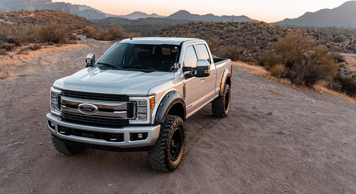 Rough Country | Fender Flares | Defender Pocket Fender Flares Ingot Silver Metallic Ford Super Duty (17-22) Rough Country | A-F21112-UX