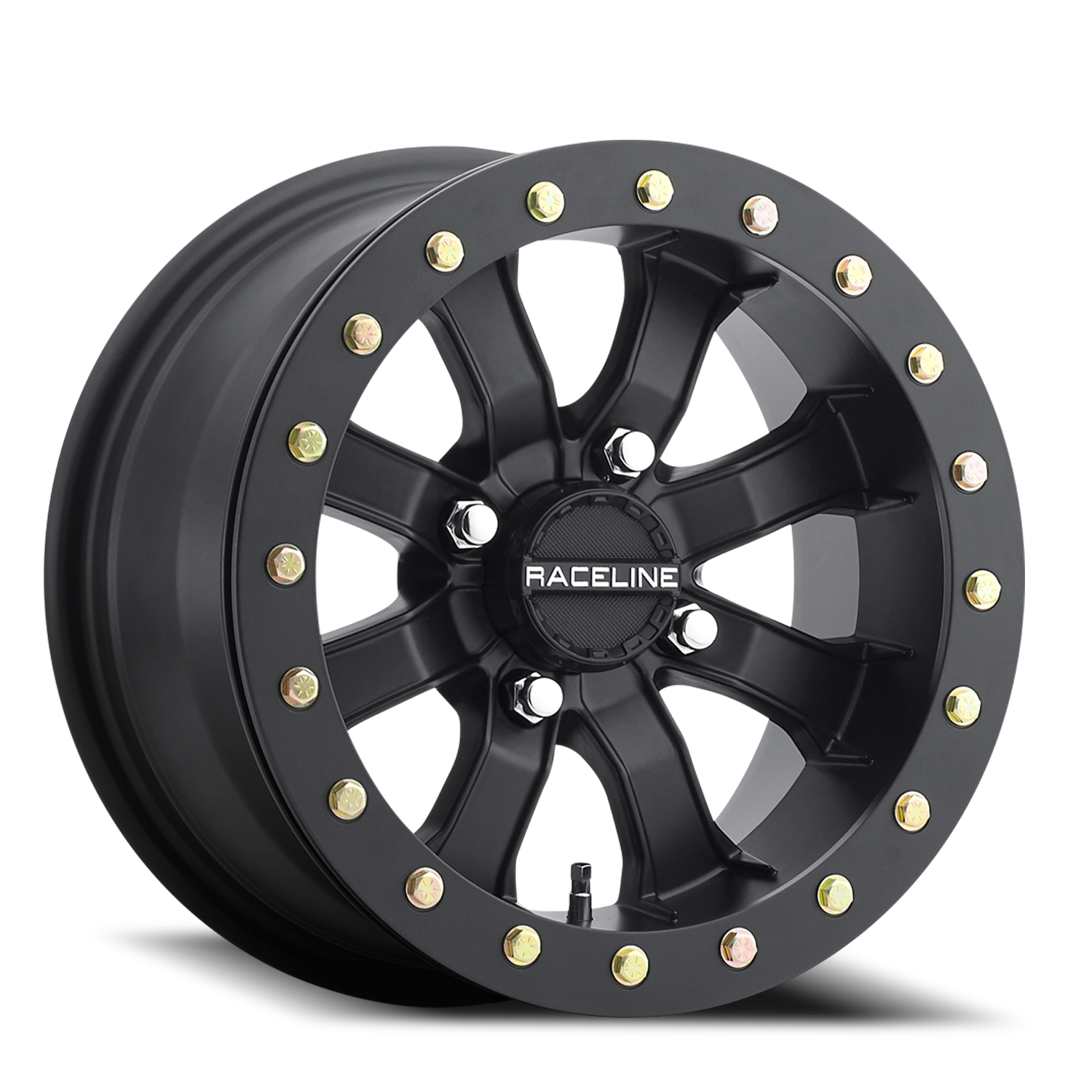 RACELINE | Aluminum Wheels | Aluminum Wheels 14x10 Black Mamba Beadlock UTV A71B Satin Black 0 Offset 4 on 156 Bolt Pattern Raceline | A71B-41056-55