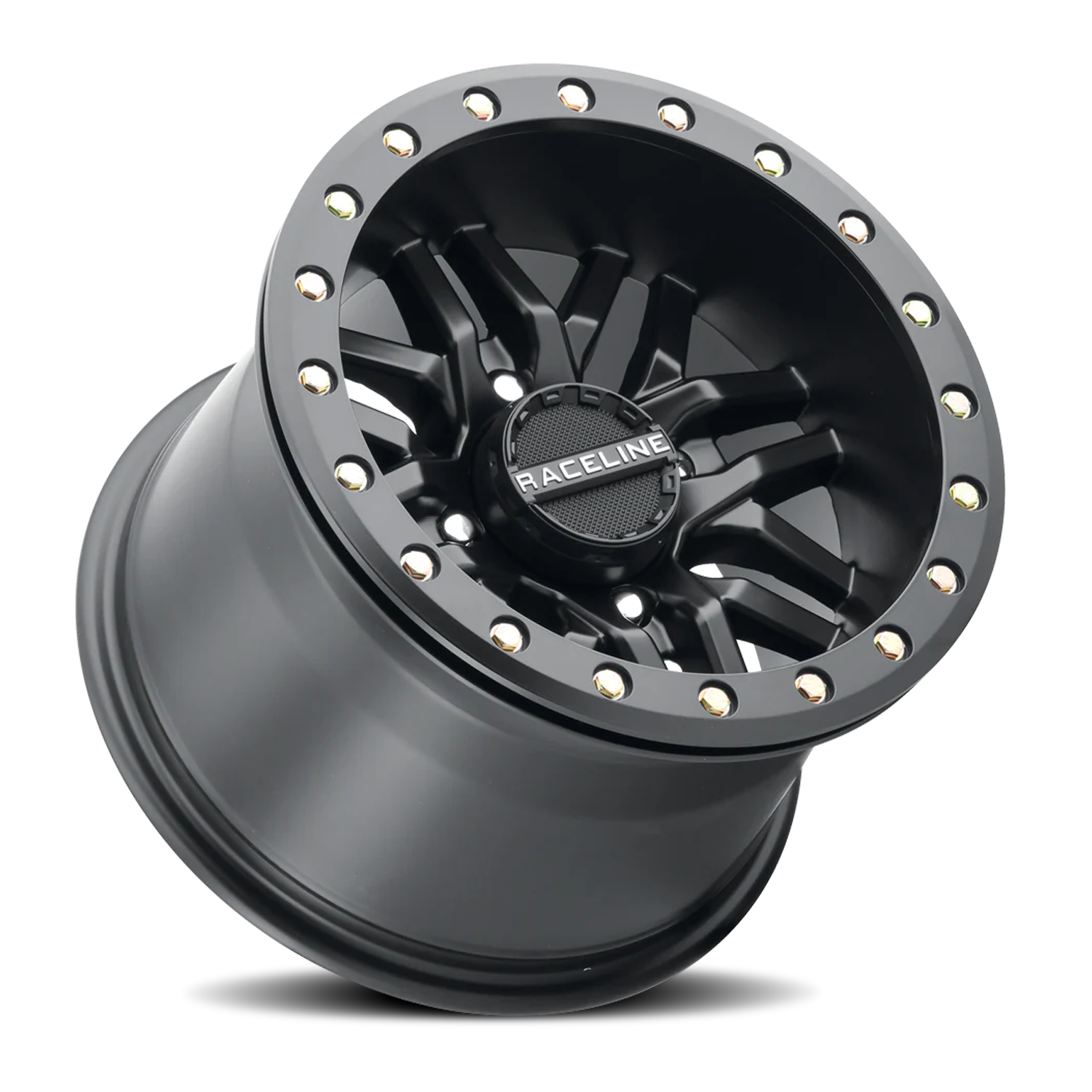 RACELINE | Aluminum Wheels | Aluminum Wheels 15x7 Ryno Beadlock UTV A91B Machined Face Satin Black 10 Offset 4 on 137 Bolt Pattern 113.9 Bore Raceline | A91B-57037-52