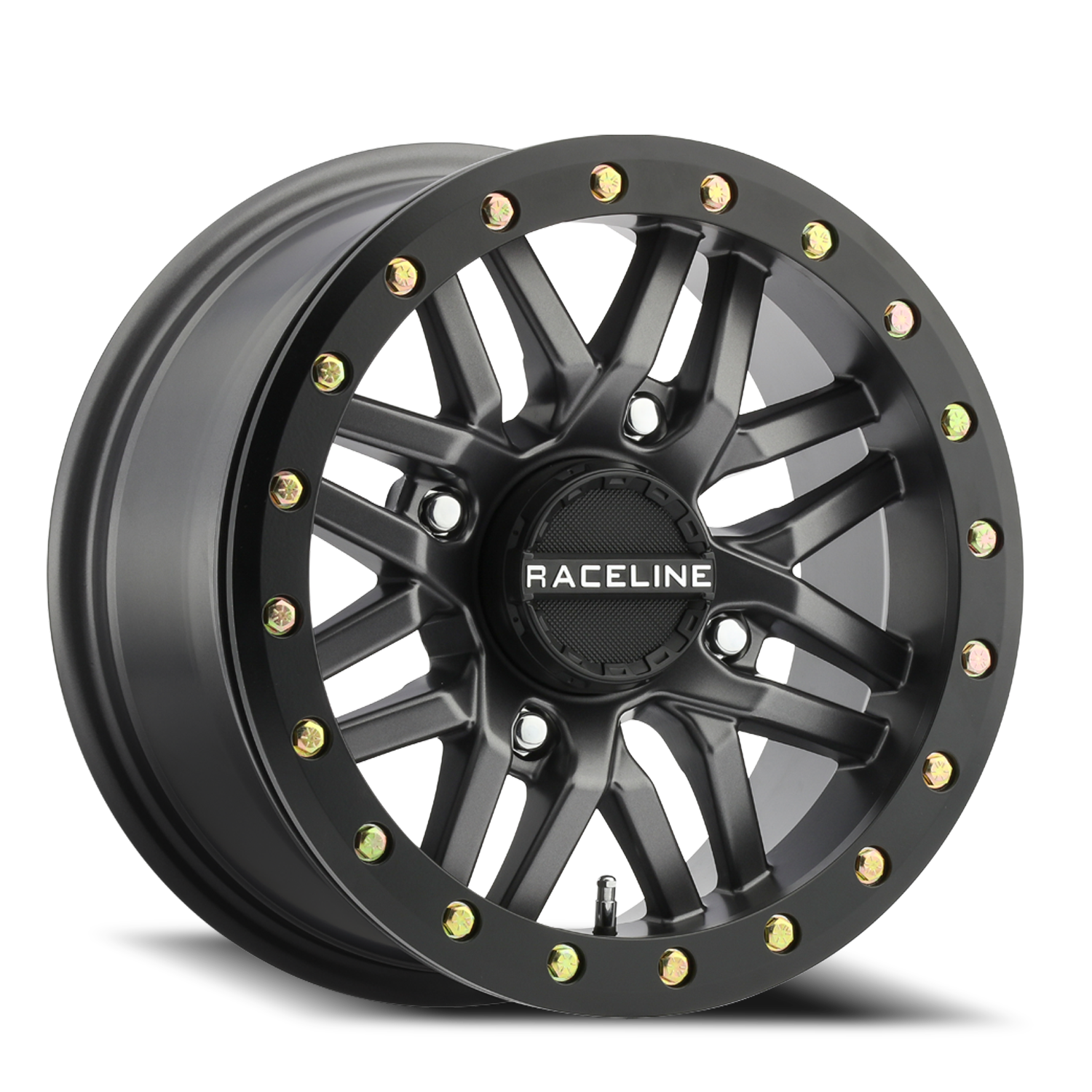 RACELINE | Aluminum Wheels | Aluminum Wheels 14x7 Ryno Beadlock UTV A91G Matte Dark Gunmetal Grey 10 Offset 4 on 137 Bolt Pattern 113.9 Bore Raceline | A91G-47037-52