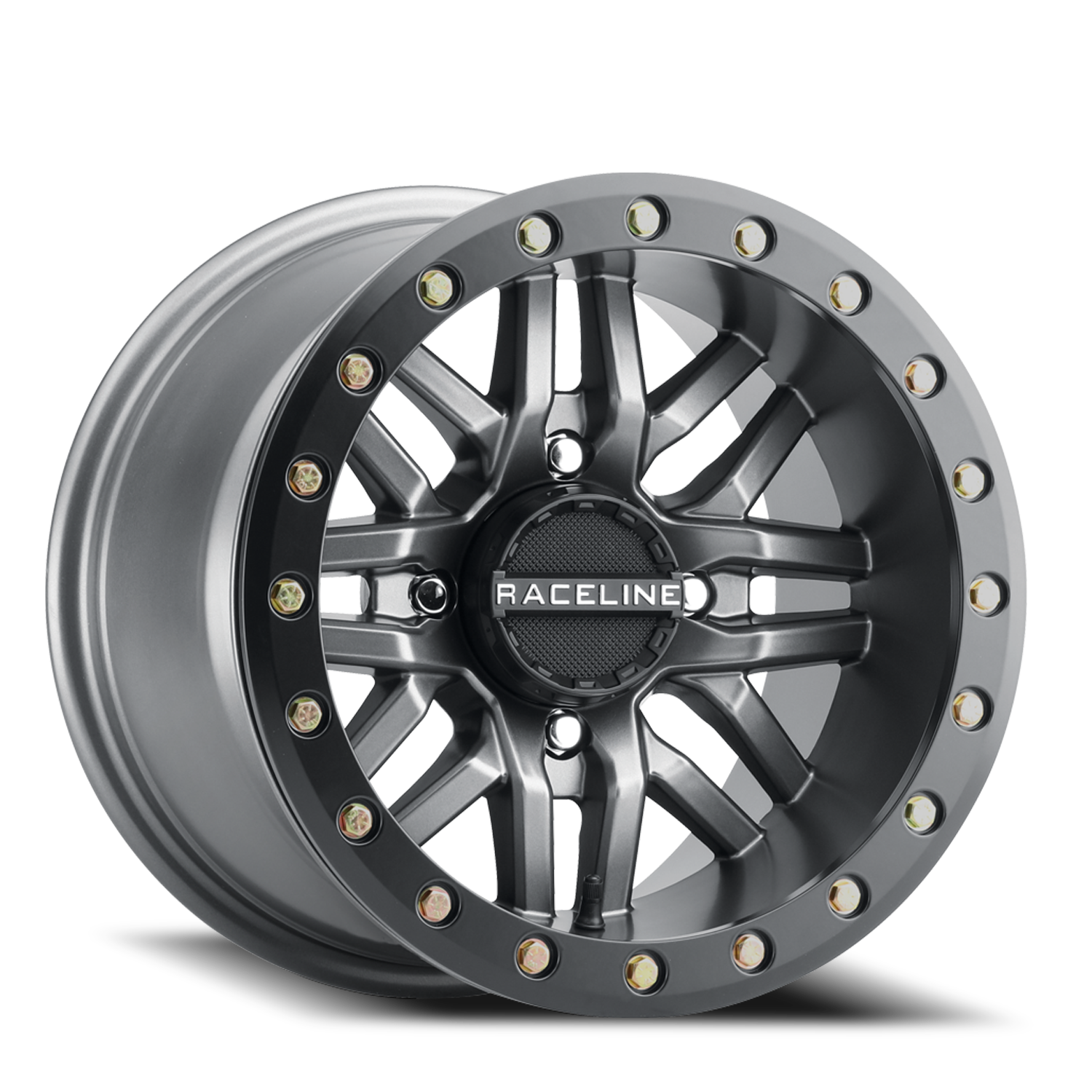 RACELINE | Aluminum Wheels | Aluminum Wheels 15x7 Ryno Beadlock UTV A91G Matte Dark Gunmetal Grey 10 Offset 4 on 137 Bolt Pattern 113.9 Bore Raceline | A91G-57037-52