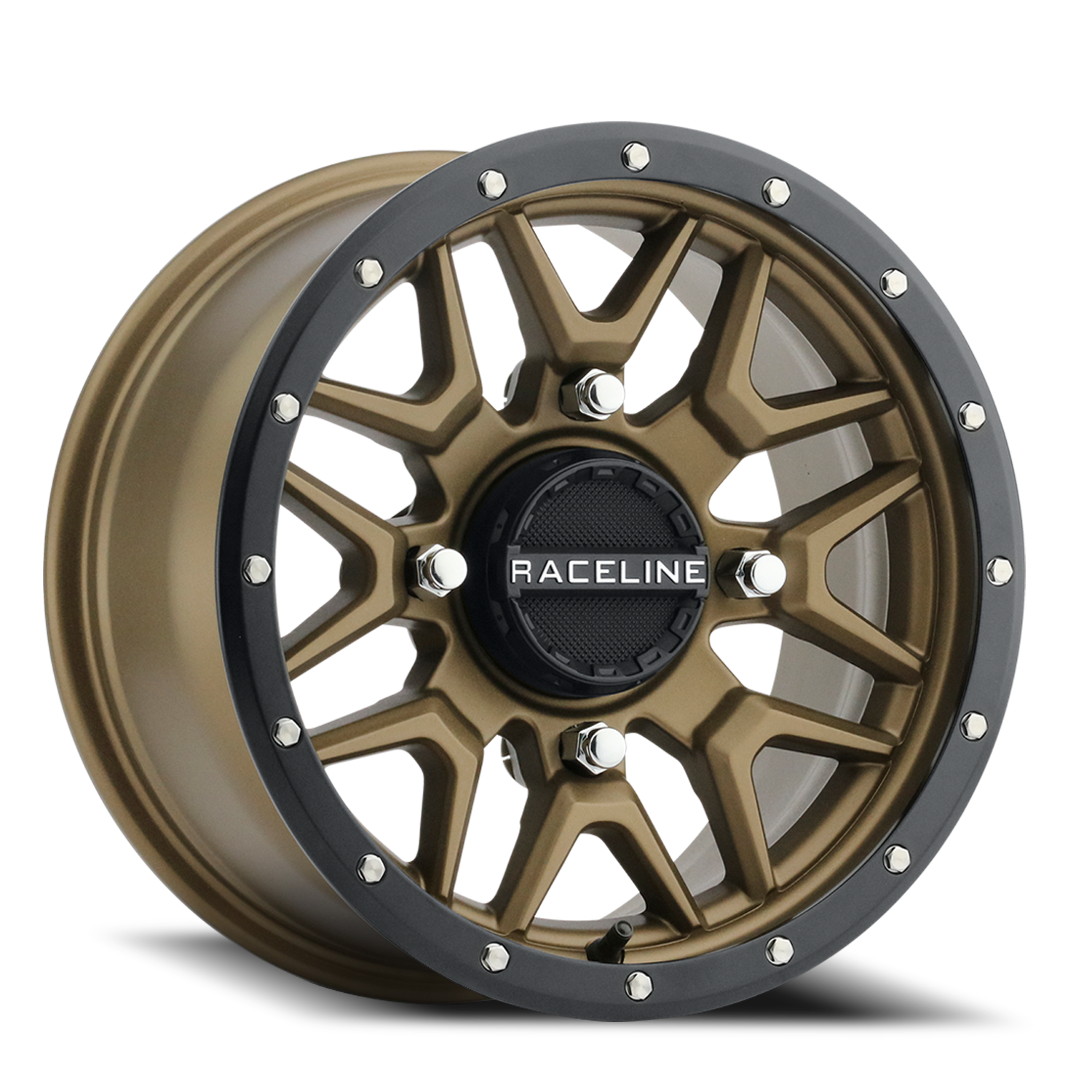 RACELINE | Aluminum Wheels | Aluminum Wheels 14x7 Krank Simulated Beadlock UTV A94BZ Satin Bronze 10 Offset 4 on 137 Bolt Pattern Raceline | A94BZ-47037+10