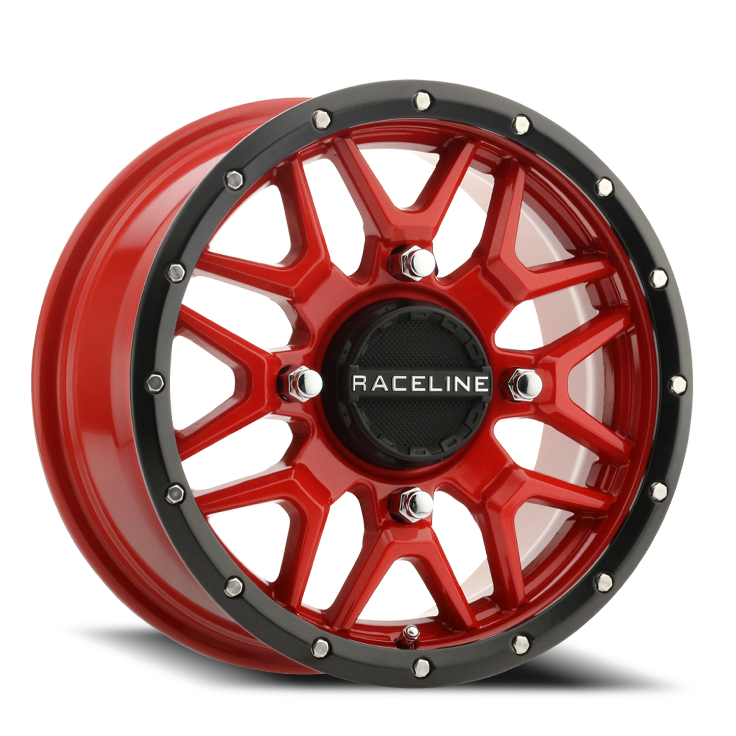 RACELINE | Aluminum Wheels | Aluminum Wheels 15x7 Krank Simulated Beadlock UTV A94R Red 10 Offset 4 on 156 Bolt Pattern Raceline | A94R-57056+10