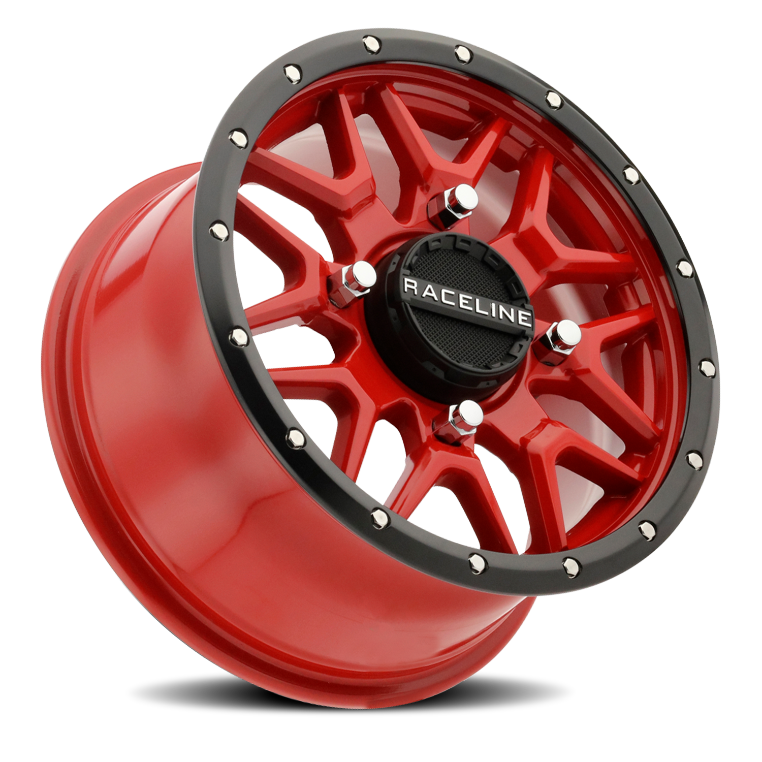 RACELINE | Aluminum Wheels | Aluminum Wheels 15x7 Krank Simulated Beadlock UTV A94R Red 10 Offset 4 on 156 Bolt Pattern Raceline | A94R-57056+10