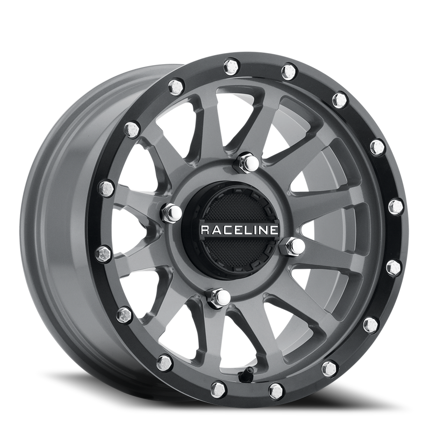 RACELINE | Aluminum Wheels | Aluminum Wheels 15x6 Trophy Simulated Beadlock UTV A95SG Stealth Grey 40 Offset 4 on 137 Bolt Pattern Raceline | A95SG-56037+40