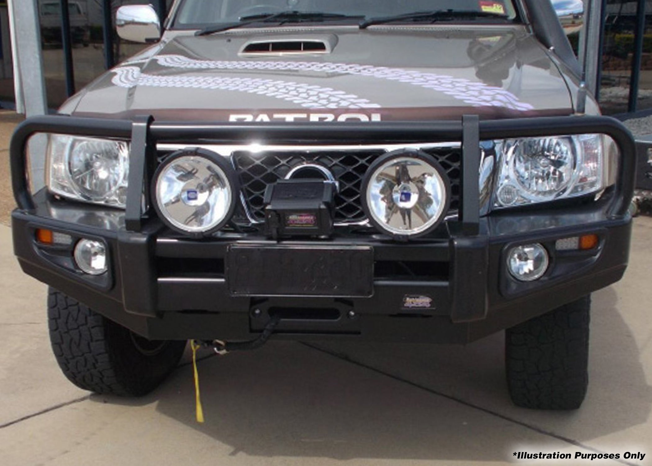 DOBINSONS | BULL BAR BLACK DELUXE FOR NISSAN PATROL Y61 GU WAGON 2005-2010 | BU45-3691