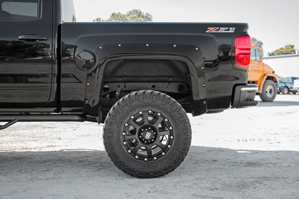Rough Country | Fender Flares|Fenders|Body & Frame|Exterior Parts & Car Care | Chevrolet Pocket Fender Flares w/Rivets 14-15 Silverado 1500 5 Foot 8 Inch Bed Rough Country | F-C11413