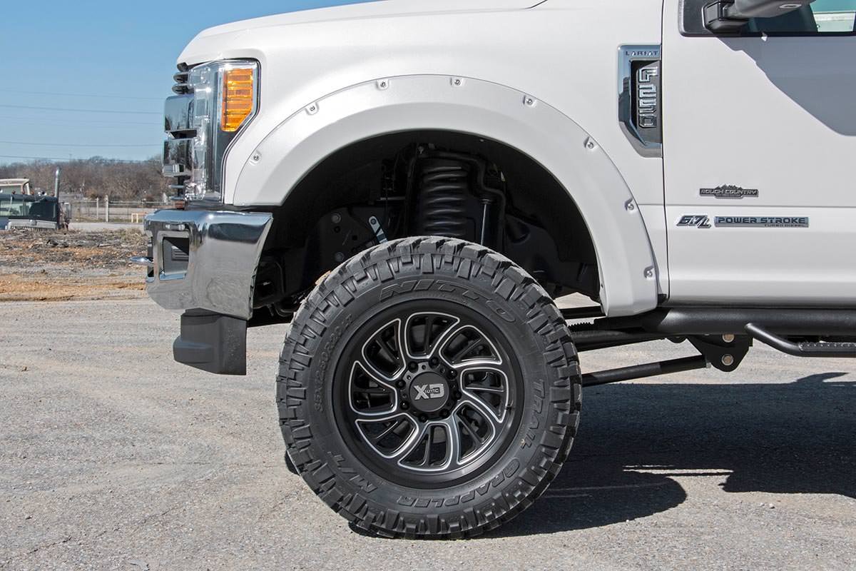 Rough Country | Fender Flares | Pocket Fender Flares Agate Black Ford Super Duty 2WD/4WD (17-22) Rough Country | F-F21112-UM