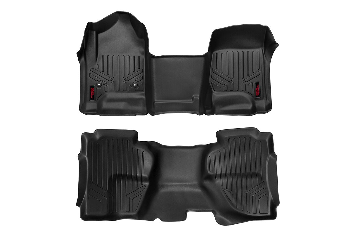 Heavy Duty Floor Mats Front/Rear W/Center 14-19 Silverado/Sierra 1500/2500 HD/3500 HD Rough Country