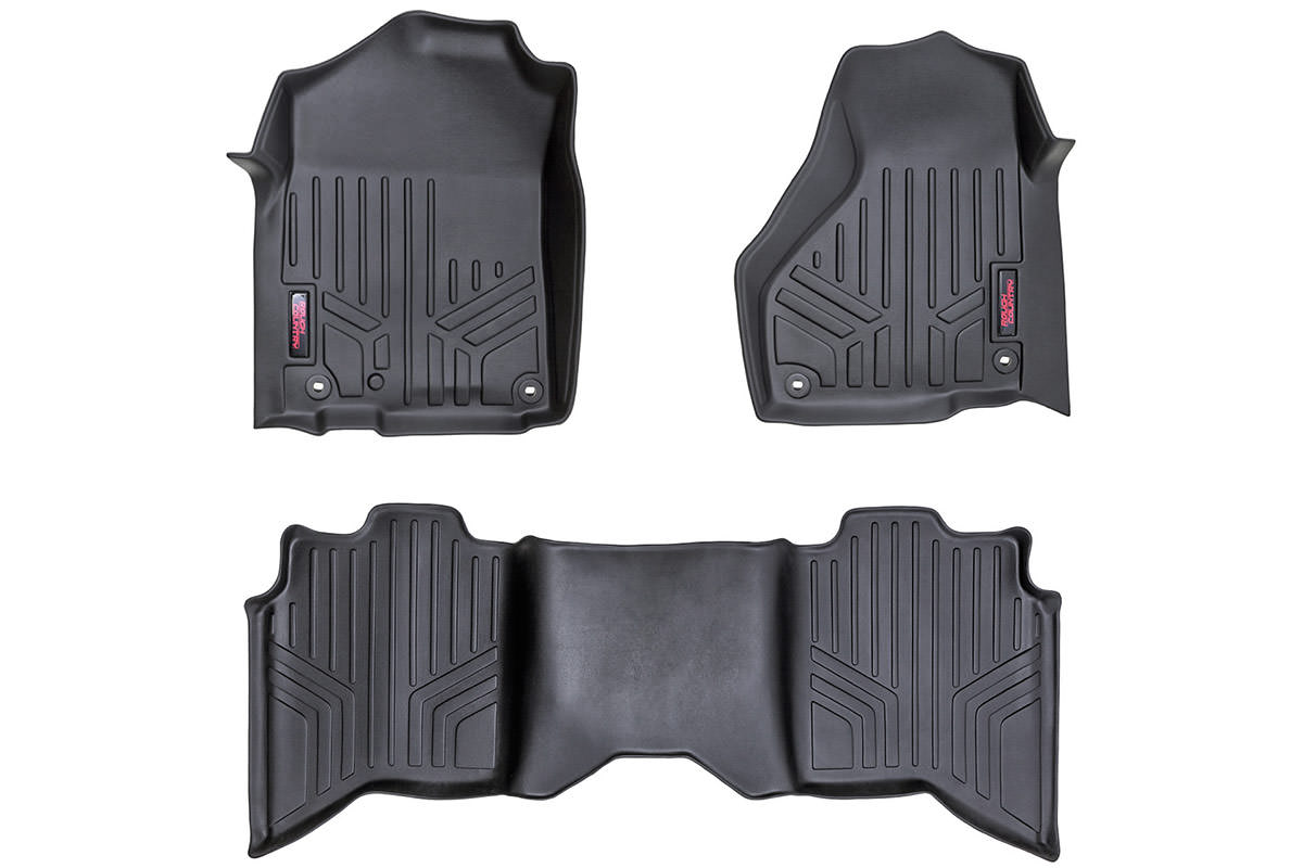 Heavy Duty Floor Mats Front/Rear-12-18 Dodge RAM 1500 Crew/Mega Cab Rough Country
