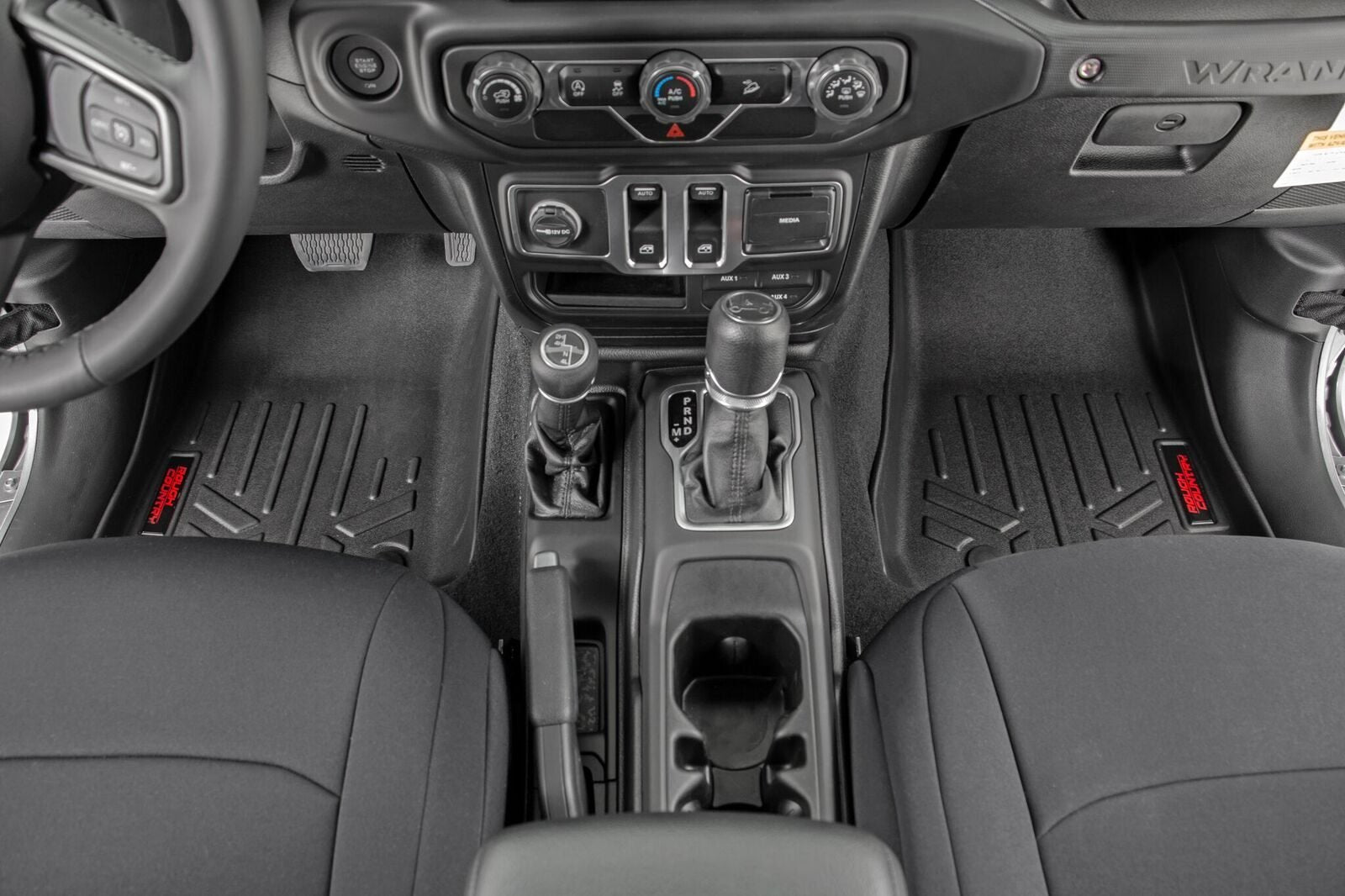 Rough Country | Floor Mats/Liners | Heavy Duty Floor Mats Front & Rear w/o Under Seat Lockable Storage 20-Up Gladiator JT Rough Country | M-61505