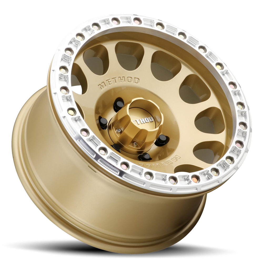 METHOD WHEELS | Aluminum Wheels 17x9 Beadlock MR105 Bolt Pattern 5 On 127 Offset -38 Lip Size 1.77 Gold GD Method | MR10579050138B