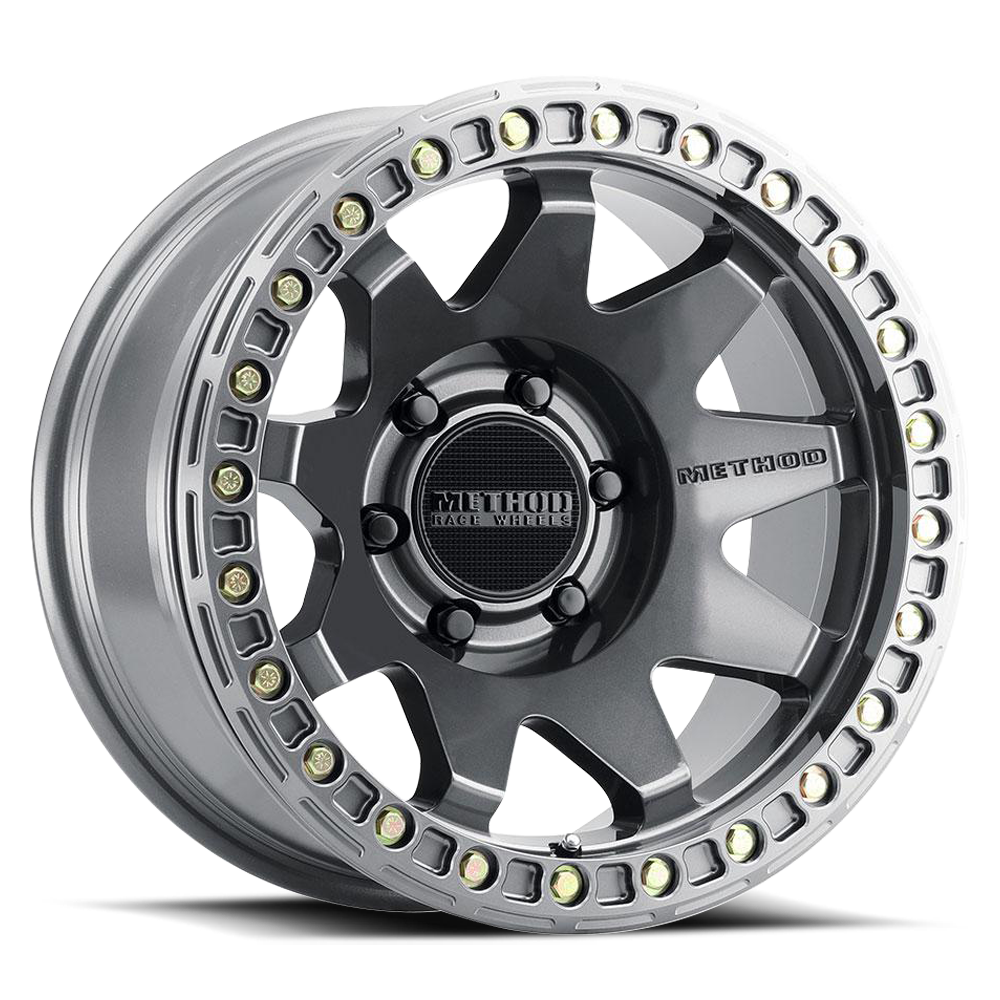 METHOD WHEELS | Aluminum Wheels 17x9 MR108 Bolt Pattern 6 On 139.7 Offset -44 Lip Size 0.63 Gloss Titanium GY Method | MR10879060844B
