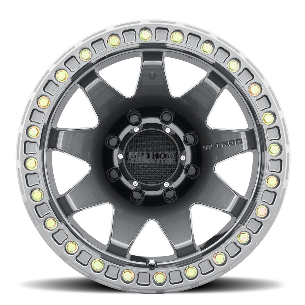 METHOD WHEELS | Aluminum Wheels 17x9 MR108 Bolt Pattern 8 On 165.1 Offset -44 Lip Size 0.63 Gloss Titanium GY Method | MR10879080844B