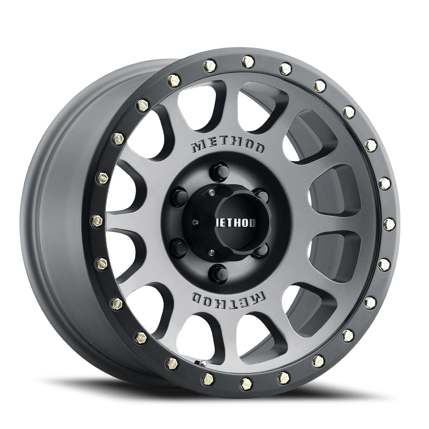 METHOD WHEELS | Aluminum Wheels 16x8 NV MR305 Bolt Pattern 6 On 139.7 Offset 0 Lip Size 1.57 Titanium TT Matte Black Lip Method | MR30568060800