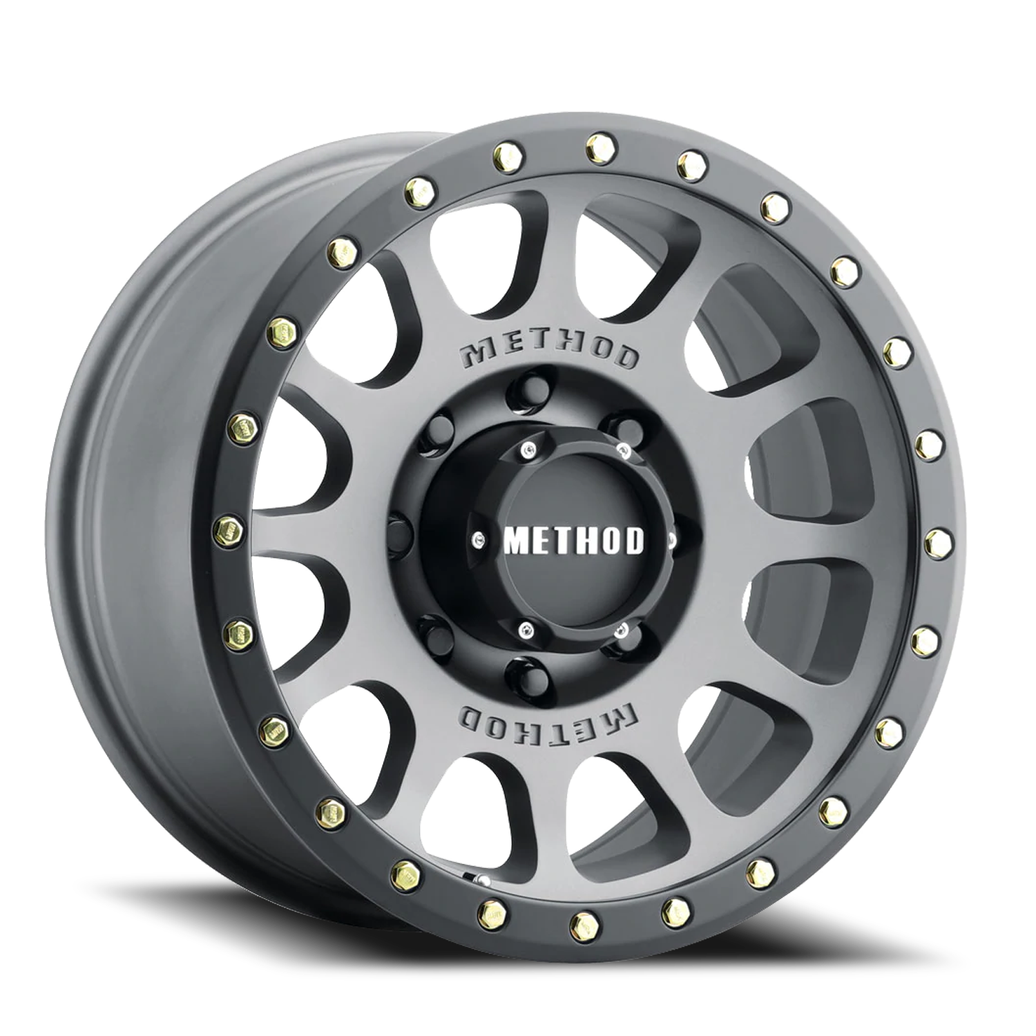 METHOD WHEELS | Aluminum Wheels 17x8.5 NV MR305 Bolt Pattern 8 On 165.1 Offset 0 Lip Size 1.3 Titanium TT Matte Black Lip Method | MR30578580800