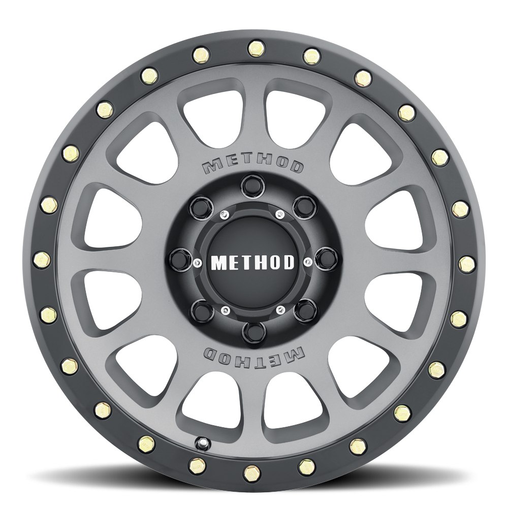 METHOD WHEELS | Aluminum Wheels 17x8.5 NV MR305 Bolt Pattern 8 On 165.1 Offset 0 Lip Size 1.3 Titanium TT Matte Black Lip Method | MR30578580800