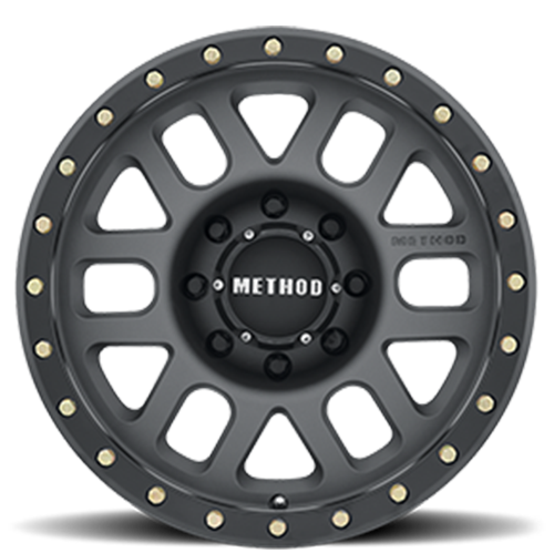 METHOD WHEELS | Aluminum Wheels 17x8.5 Grid MR309 Bolt Pattern 8 On 165.1 Offset 0 Lip Size 1.61 Titanium GY Black Street Loc Method | MR30978580800