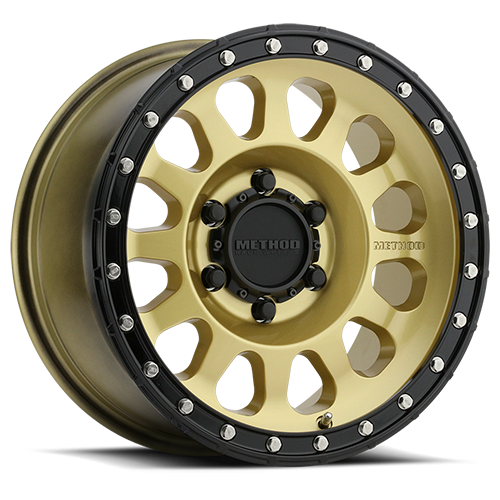 METHOD WHEELS | Aluminum Wheels 16x8 MR315 Bolt Pattern 6 On 139.7 Offset 0 Lip Size 1.65 Gold GD Black Street Loc Method | MR31568060100