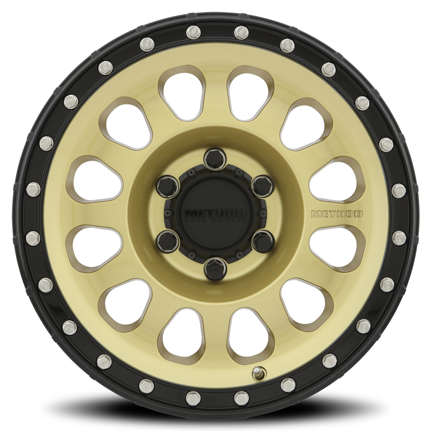 METHOD WHEELS | Aluminum Wheels 16x8 MR315 Bolt Pattern 6 On 139.7 Offset 0 Lip Size 1.65 Gold GD Black Street Loc Method | MR31568060100