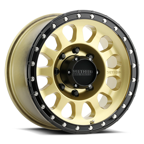 METHOD WHEELS | Aluminum Wheels 17x8.5 MR315 Bolt Pattern 8 On 165.1 Offset 25 Lip Size 1.89 Gold GD Black Street Loc Method | MR31578580125