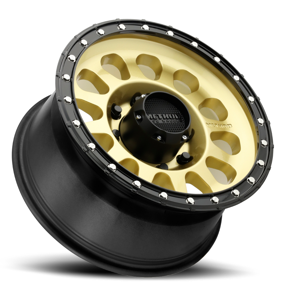 METHOD WHEELS | Aluminum Wheels 17x8.5 MR315 Bolt Pattern 8 On 165.1 Offset 25 Lip Size 1.89 Gold GD Black Street Loc Method | MR31578580125