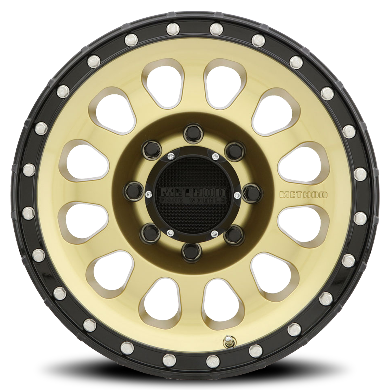 METHOD WHEELS | Aluminum Wheels 17x8.5 MR315 Bolt Pattern 8 On 180 Offset 25 Lip Size 1.89 Gold GD Black Street Loc Method | MR31578588125