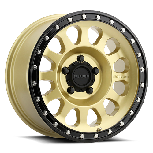 METHOD WHEELS | Aluminum Wheels 18x9 MR315 Bolt Pattern 5 On 150 Offset 18 Lip Size 1.65 Gold GD Black Street Loc Method | MR31589058118