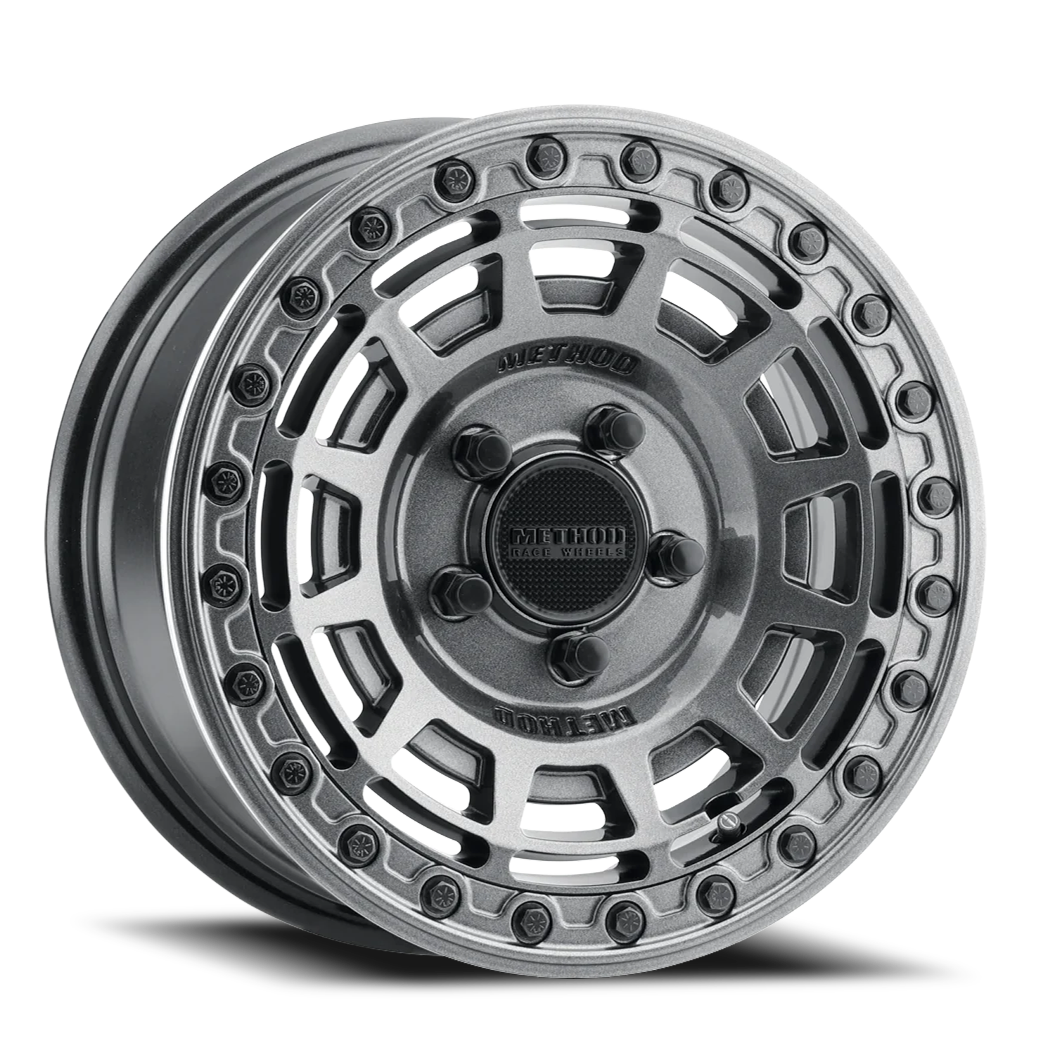METHOD WHEELS | Aluminum Wheels 15x10 MR415 Beadlock UTV Bolt Pattern 5 On 114.3 Offset 25 Lip Size 2.09 Graphite GY Gloss Graphite Ring Method | MR415510121264B